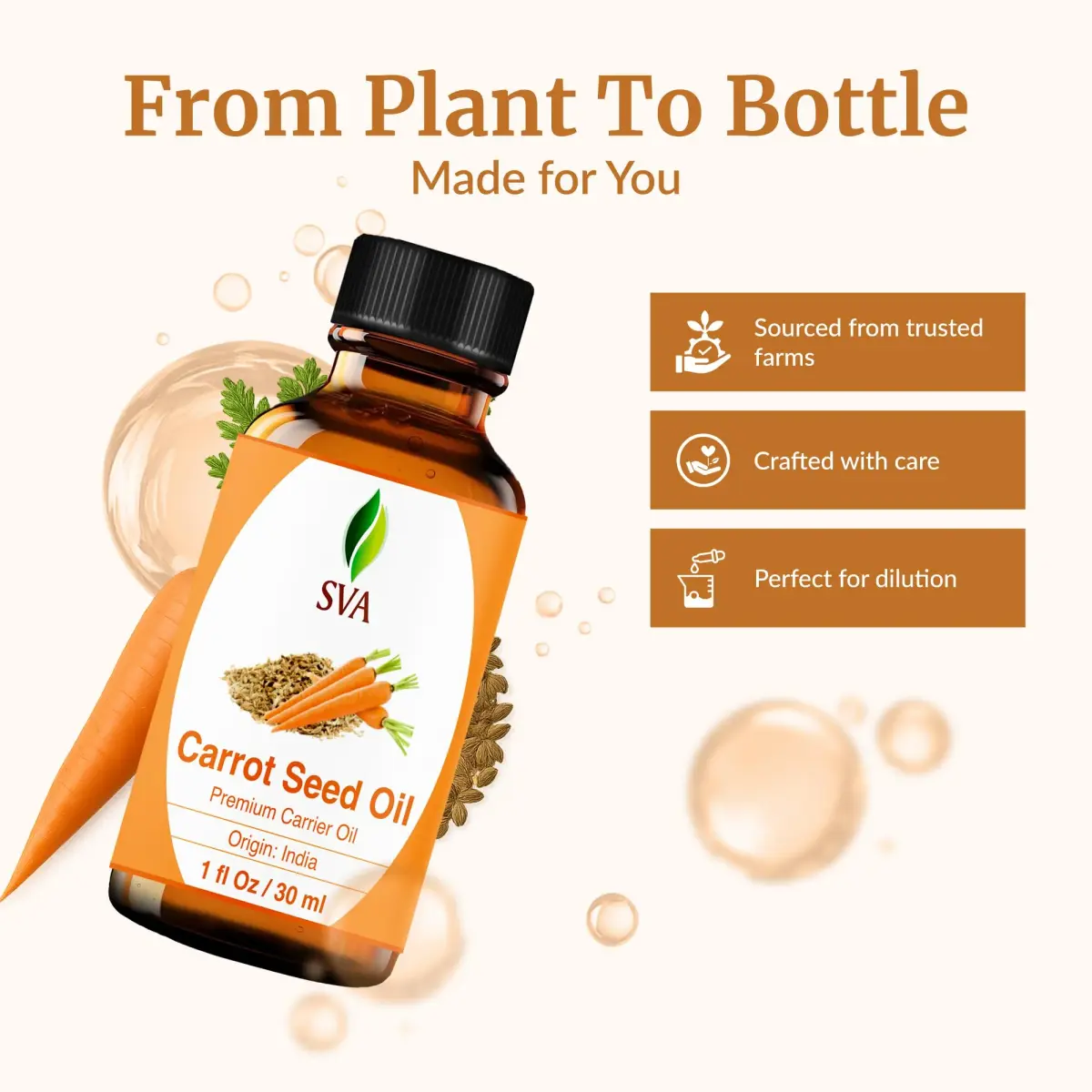 SVA ORGANICS Carrot Seed Carrier Oil 1 Fl Oz (30 ml) - Pure & Natural - view 4