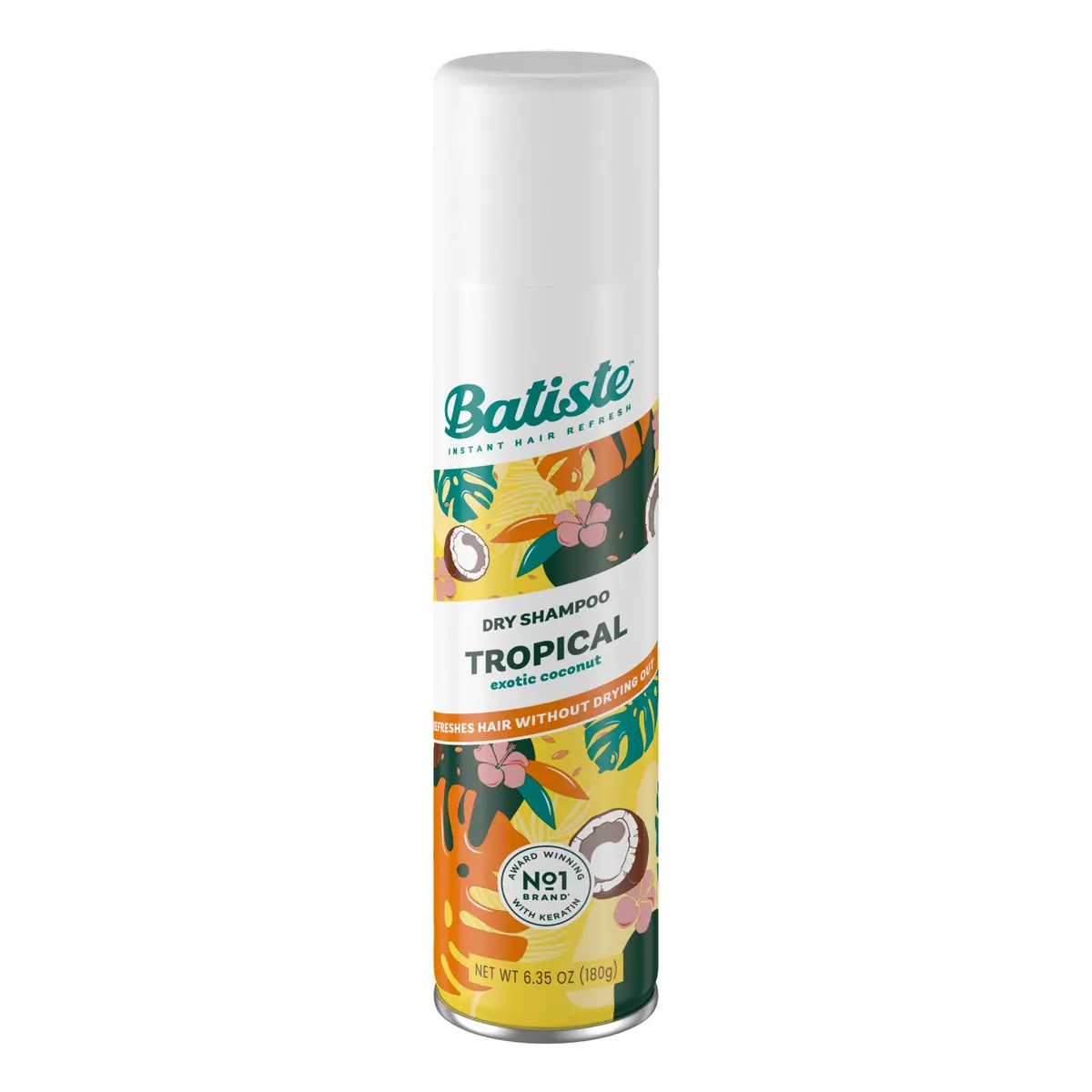 Batiste Tropical Dry Shampoo Spray 188ml (6.35 OZ) | Refreshes Hair & Absorbs Oil Instantly - main product image