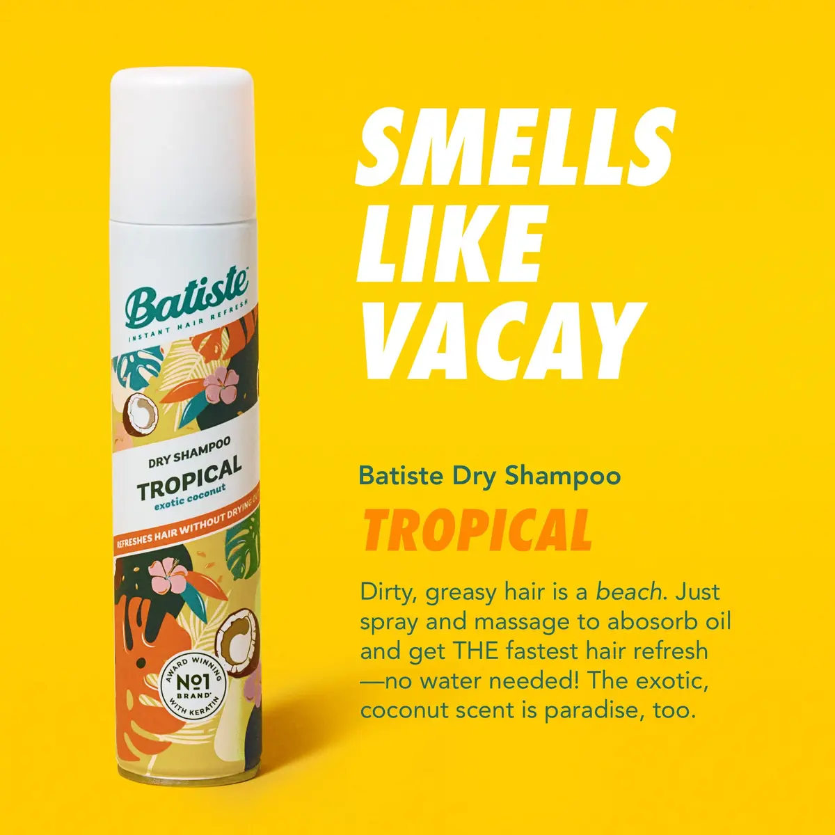 Batiste Tropical Dry Shampoo Spray 188ml (6.35 OZ) | Refreshes Hair & Absorbs Oil Instantly - view 5