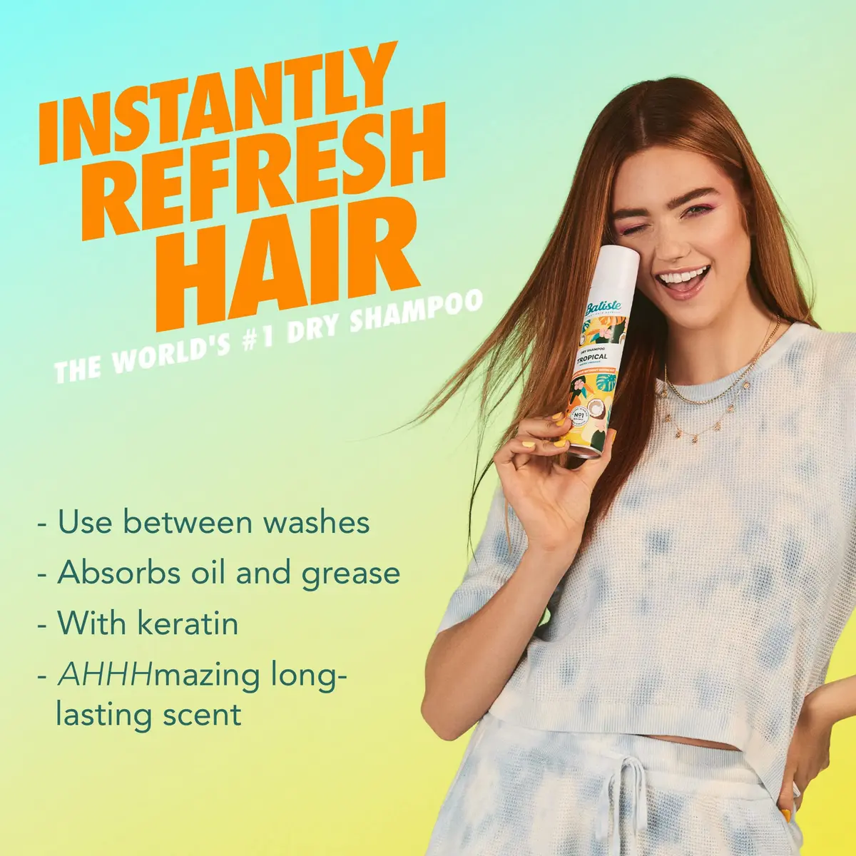 Batiste Tropical Dry Shampoo Spray 188ml (6.35 OZ) | Refreshes Hair & Absorbs Oil Instantly - view 2