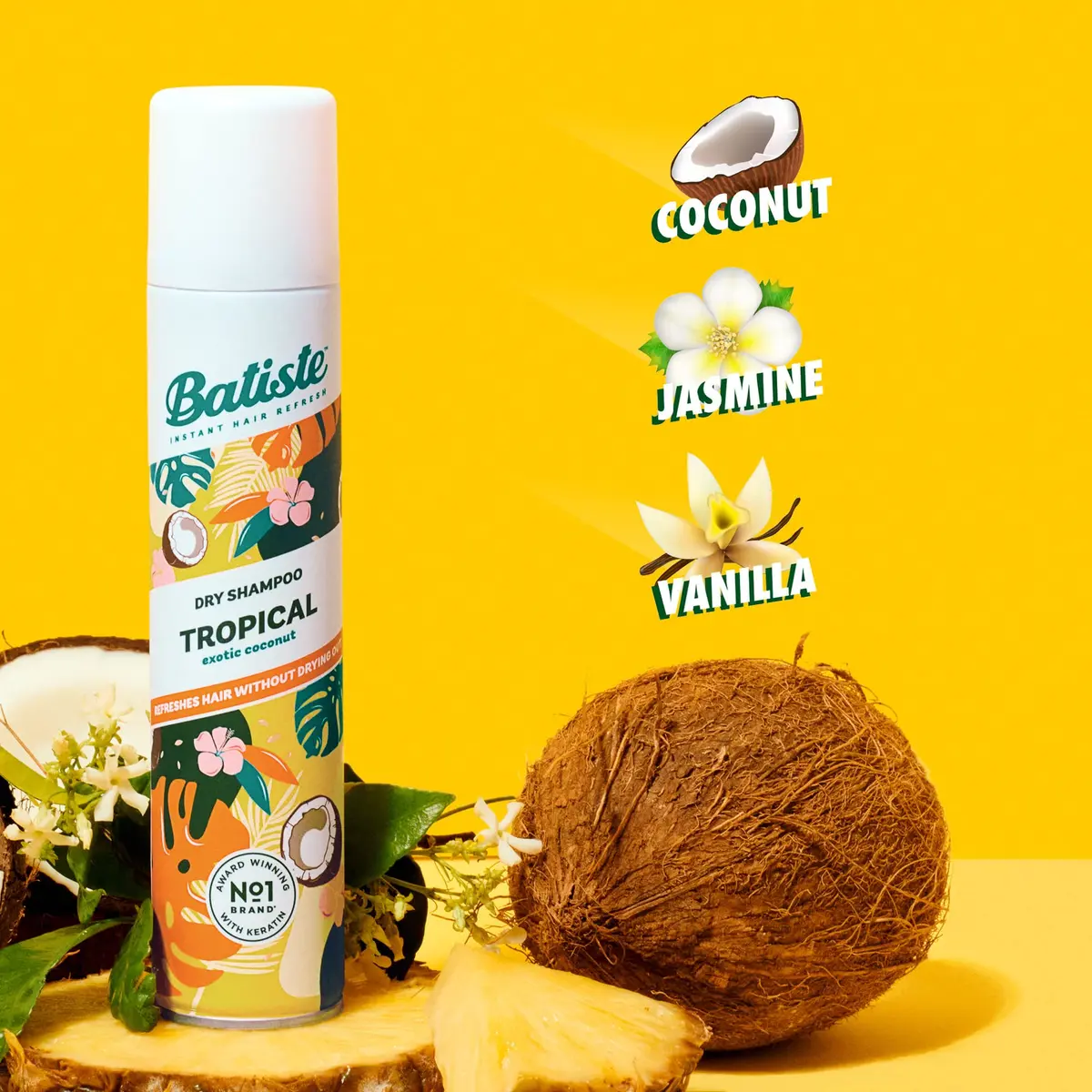 Batiste Tropical Dry Shampoo Spray 188ml (6.35 OZ) | Refreshes Hair & Absorbs Oil Instantly - view 3