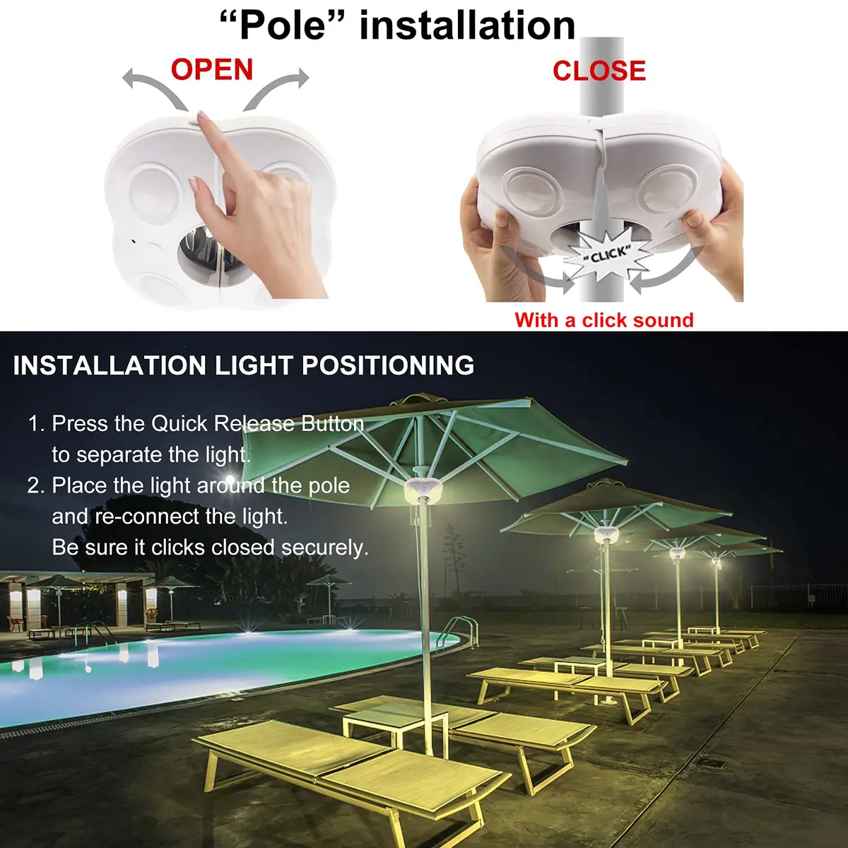 HONWELL Patio Umbrella Light 12-Color Cordless LED Battery Operated | 250 Lumens, Waterproof, Remote Control (49mm Diameter) - view 5