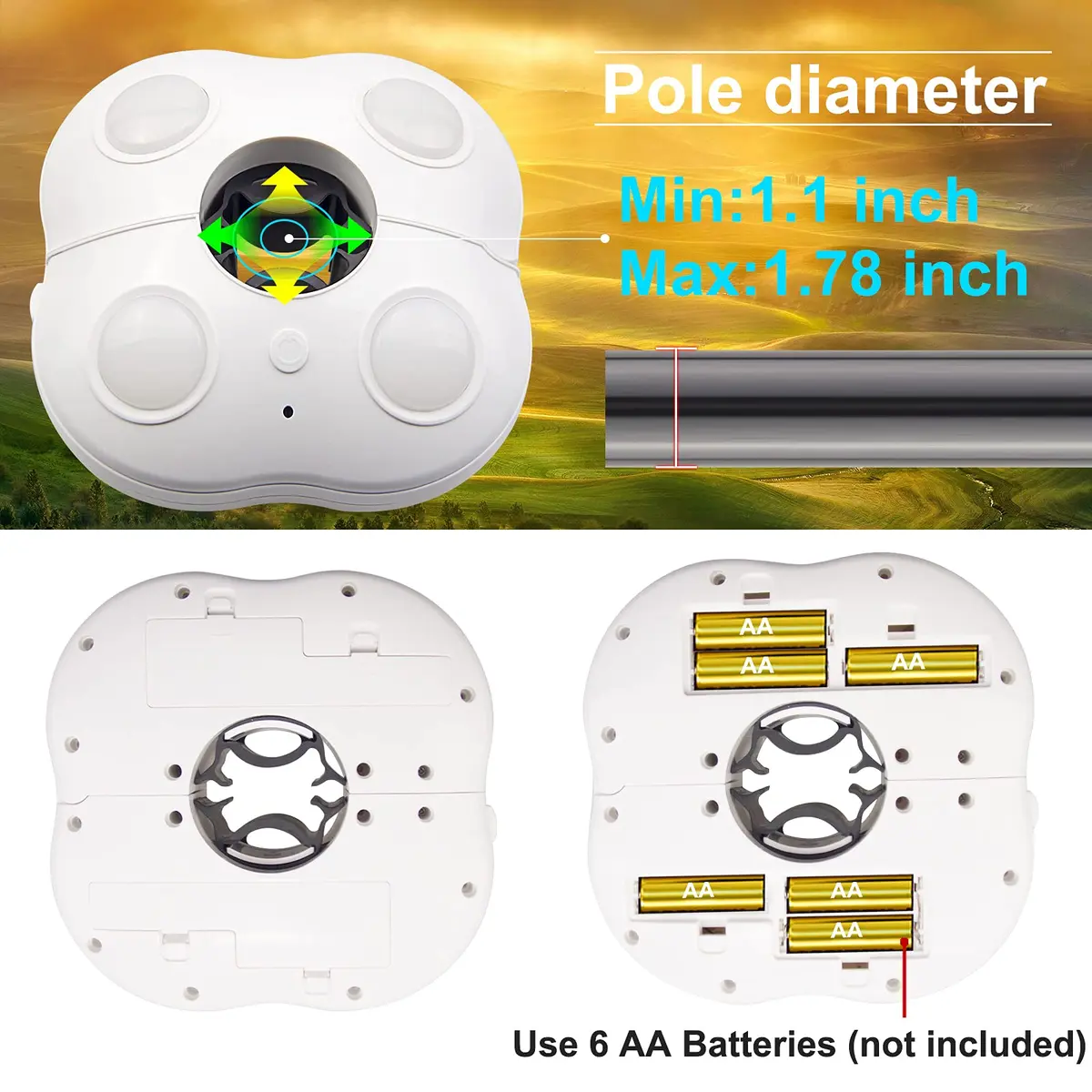HONWELL Patio Umbrella Light 12-Color Cordless LED Battery Operated | 250 Lumens, Waterproof, Remote Control (49mm Diameter) - view 6