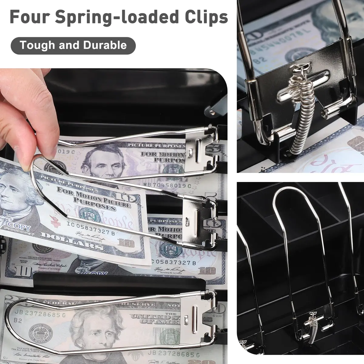 KYODOLED Metal Cash Box with Combination Lock & Spring-Loaded Bill Clips, 30cm (11.81") x 24cm (9.45") x 9cm (3.54") | Secure Storage for Businesses - view 2