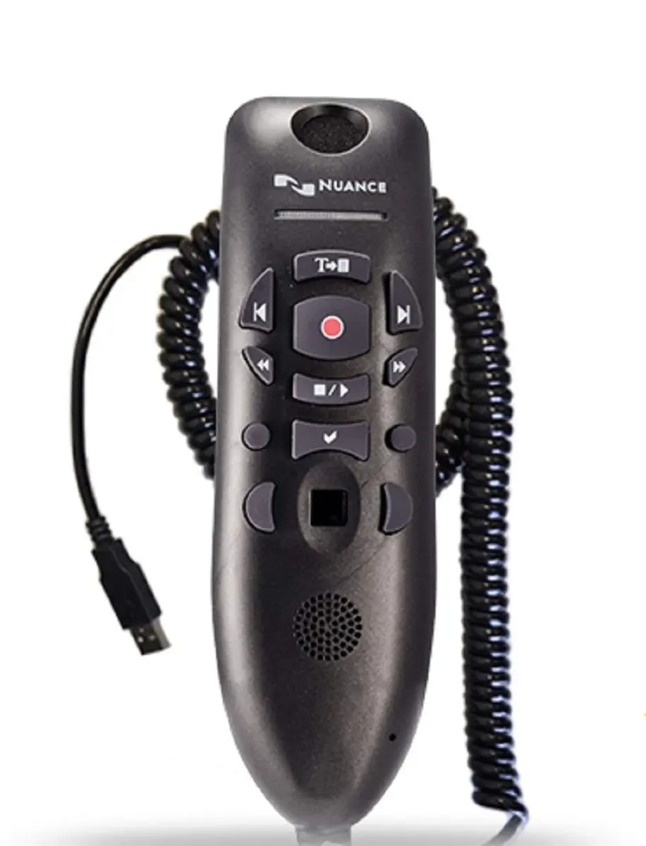 Nuance PowerMic III Microphone for Dragon, Coiled Cord (extends to 17 Ft), Dictate Documents and Control your PC – all by Voice - main product image