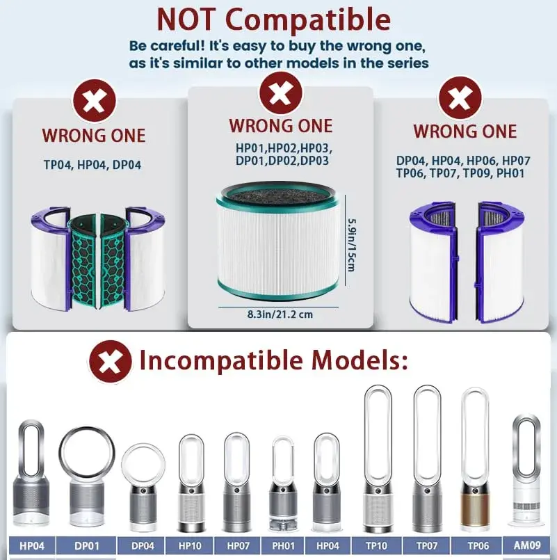 Colorfullife Replacement Air Purifier Filter for Dyson TP01, TP02, TP03, BP01 | 2-Pack True HEPA & Carbon - view 2