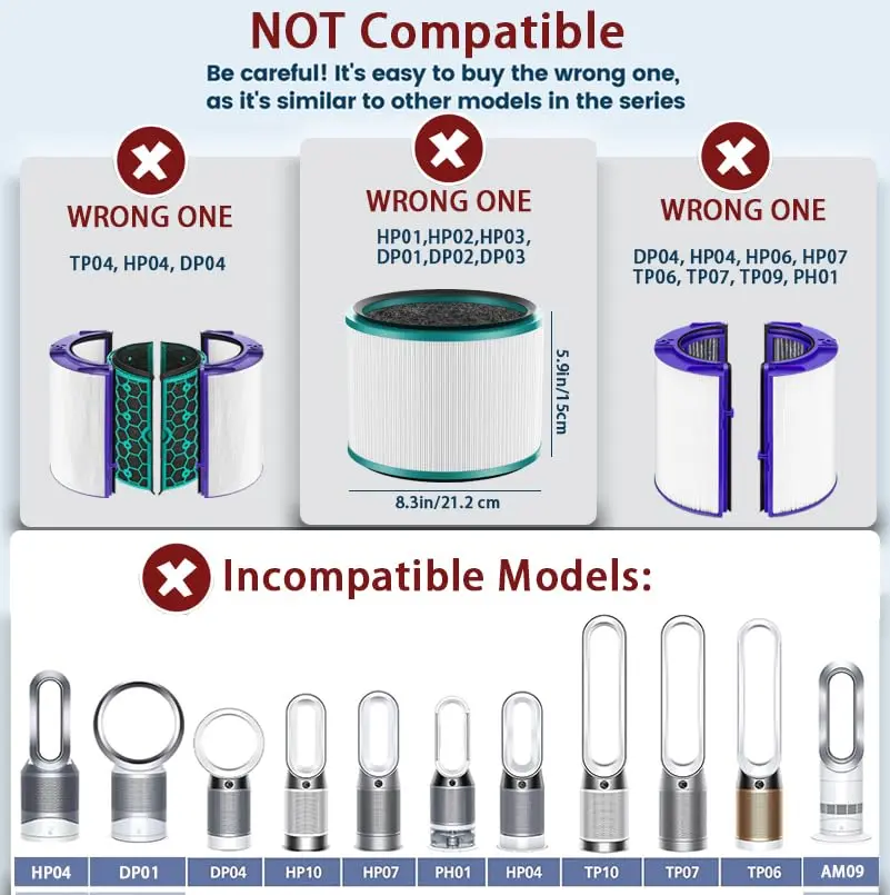 Colorfullife Air Purifier Filter for Dyson TP01 TP02 TP03 BP01 | 2-Pack H13 True HEPA & Activated Carbon Replacement - view 3