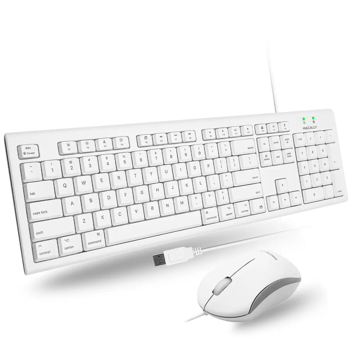 Macally QKEYCOMBO Full Size USB Wired Mac Keyboard and Mouse Combo with Numeric Keypad & Apple Shortcuts 2.27 kg (5 lb) | Ergonomic Design for Mac Computers - main product image
