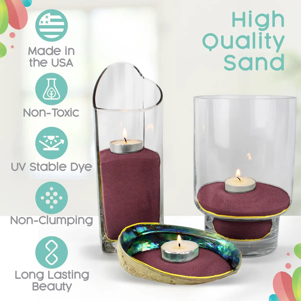 Sandsational Sparkle Burgundy Unity Sand -1.5 LB | Elegant Wedding & Craft Sand with Subtle Sparkle - view 6