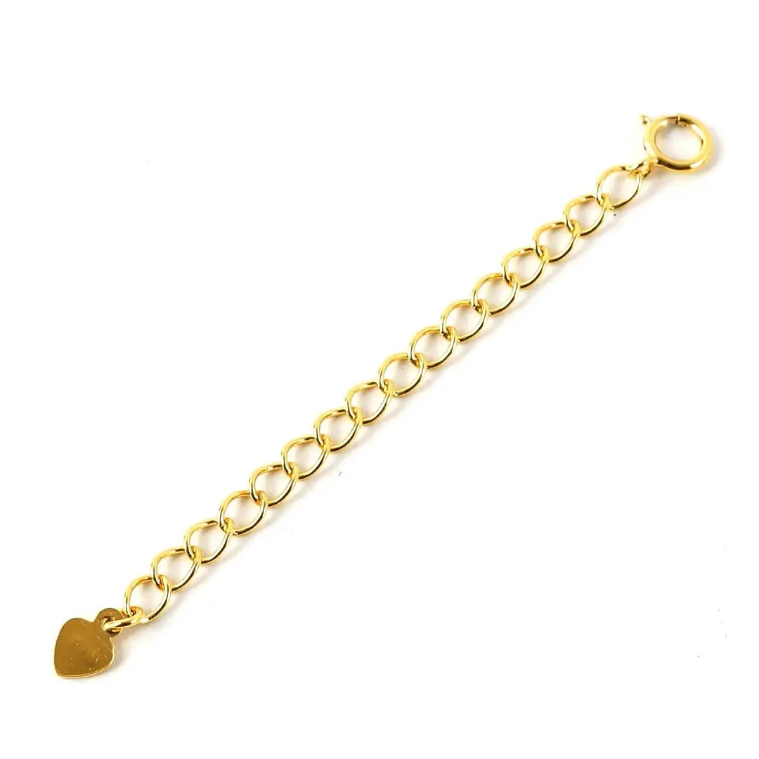 Adabele 18k Gold Plated Sterling Silver Chain Extender with Heart Drop, 7.62 cm (3 inch) | Adjustable Extension for Necklaces & Bracelets - view 2