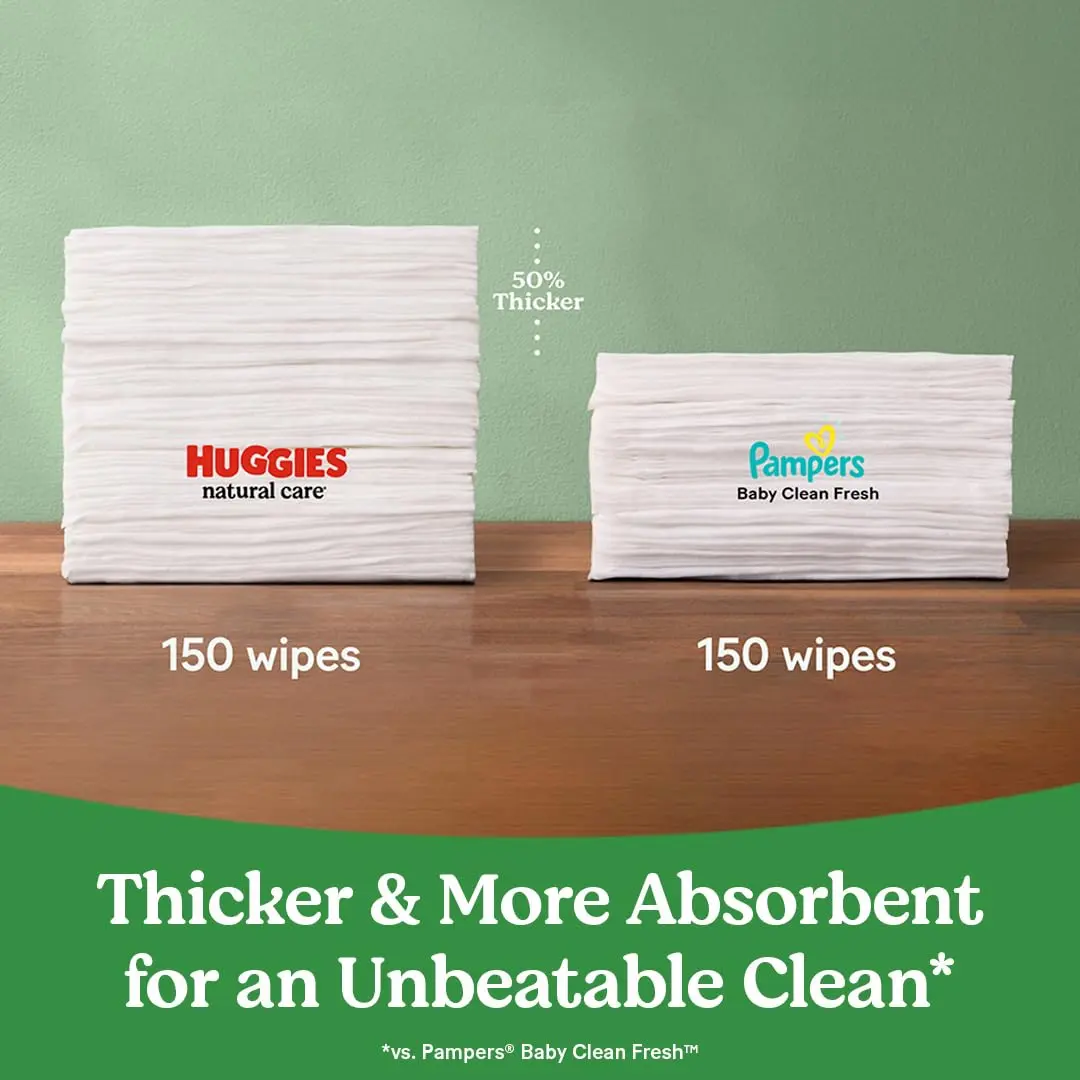 Huggies Natural Care Sensitive Baby Wipes Unscented 352 Wipes | Hypoallergenic, pH Balanced, Plant-Based - view 3