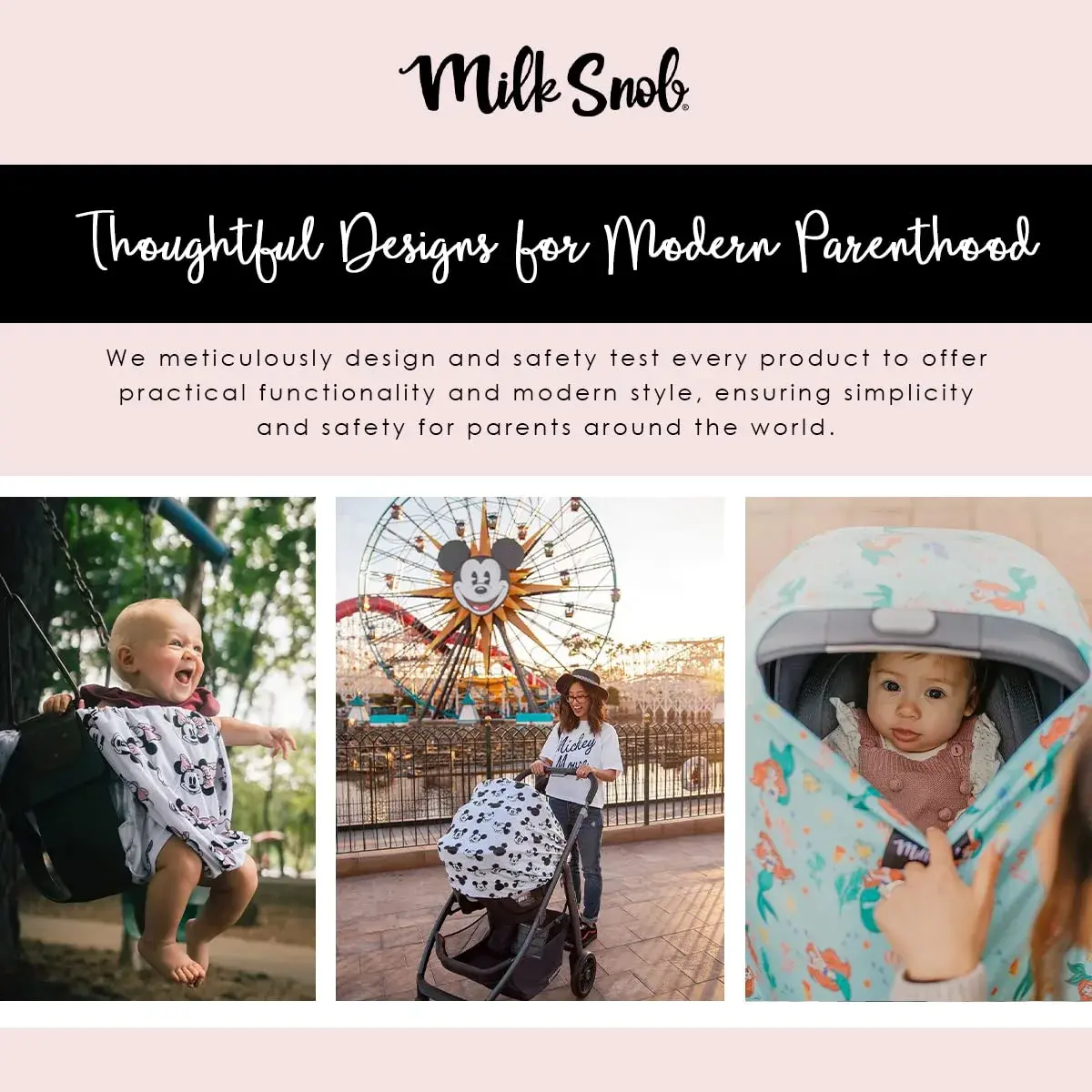 Milk Snob Original Disney 5-in-1 Cover Mickey Mouse Sketch, 1 Count | Breathable Rayon Blend for Car Seats, Nursing, Shopping Carts, High Chairs - view 6