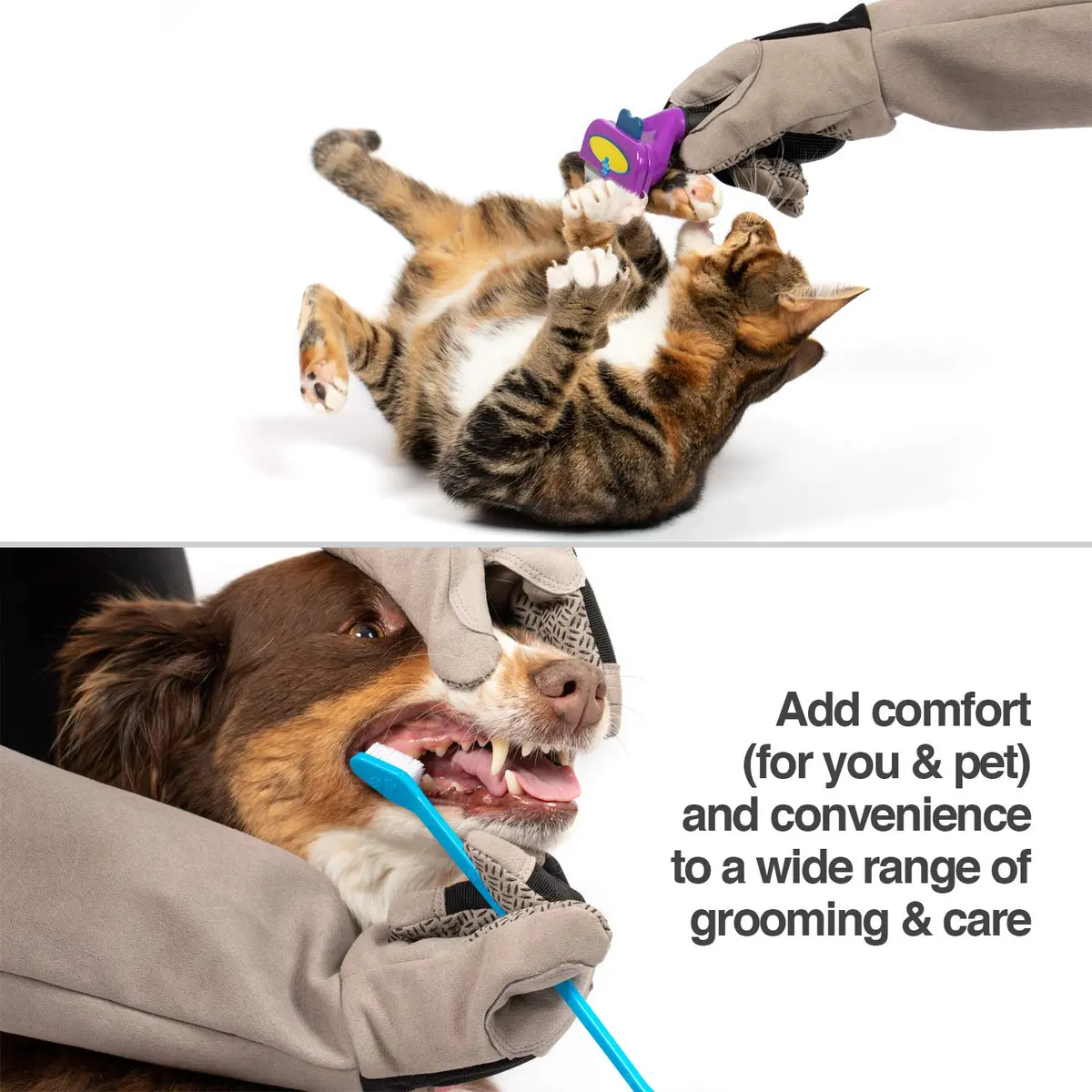 PetFusion Multipurpose Pet Glove for Grooming, Grey | Water-Resistant, Scratch & Puncture Protection - view 6
