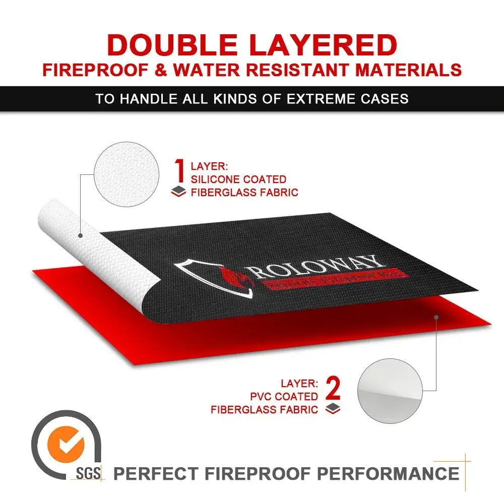 ROLOWAY Fireproof Document Bag 42cm (17 x 12 x 5.8 inches) | Water Resistant, Non-Itchy Silicone Coating - view 4