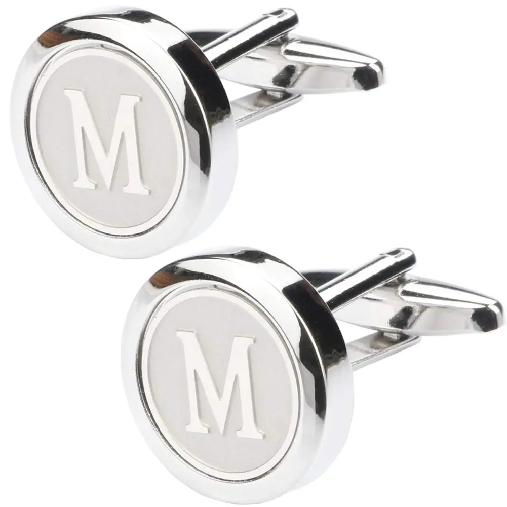 Dannyshi Classic Stainless Steel Initial Cufflinks 17mm | Monogram Letter A-Z for Men - main product image
