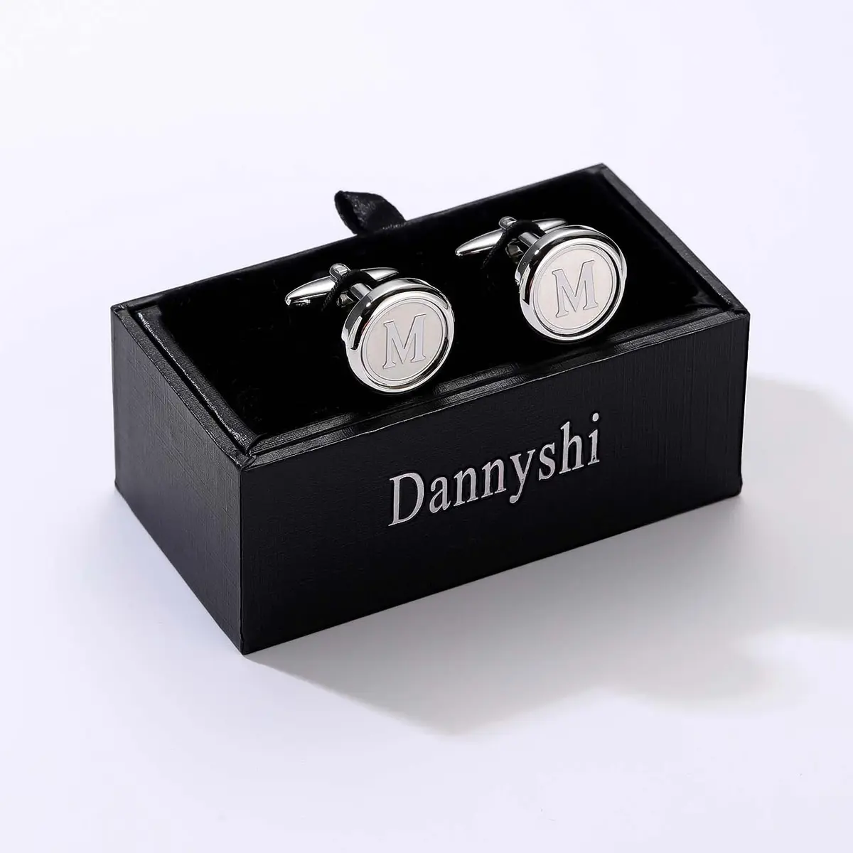 Dannyshi Classic Stainless Steel Initial Cufflinks 17mm | Monogram Letter A-Z for Men - view 7