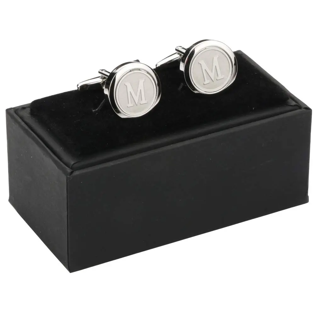 Dannyshi Classic Stainless Steel Initial Cufflinks 17mm | Monogram Letter A-Z for Men - view 8