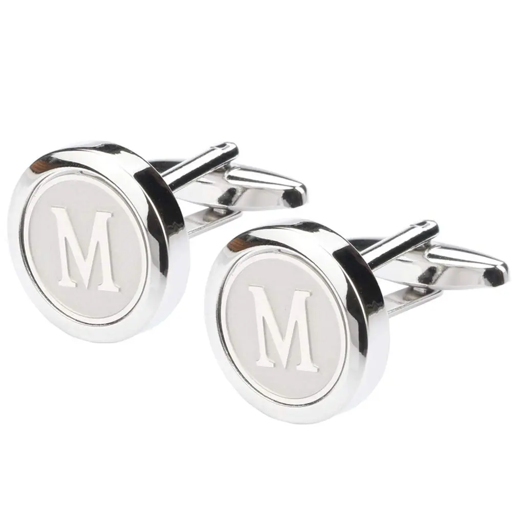 Dannyshi Classic Stainless Steel Initial Cufflinks 17mm | Monogram Letter A-Z for Men - view 3