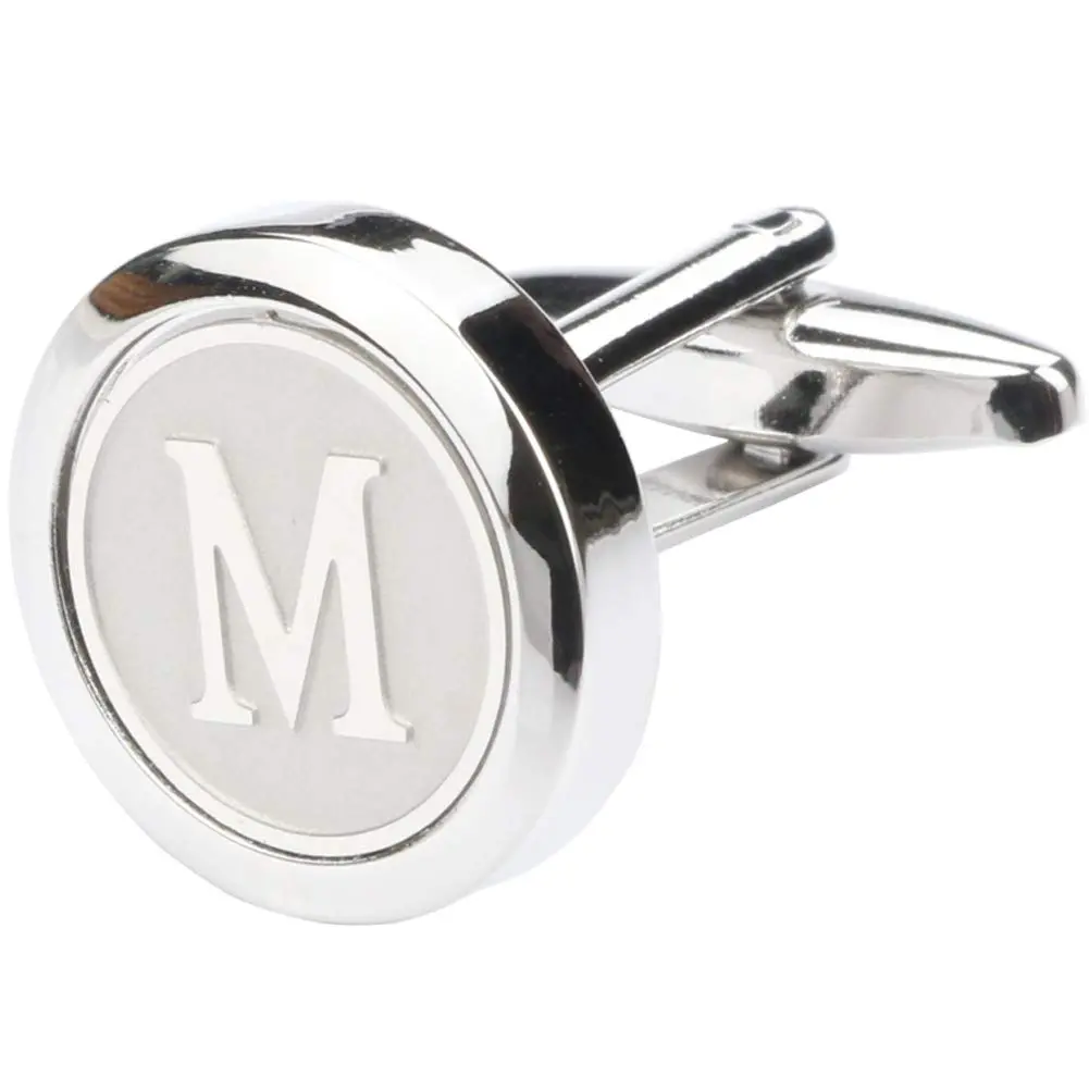 Dannyshi Classic Stainless Steel Initial Cufflinks 17mm | Monogram Letter A-Z for Men - view 4