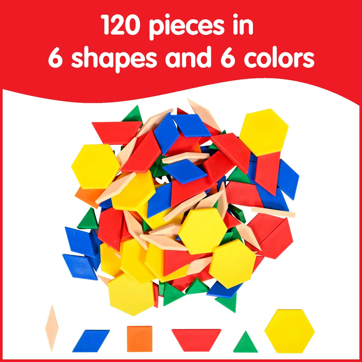Edx Education Pattern Blocks - Mini Jar Set of 120 | Develop Geometry, Fractions & Measurement Skills - view 3