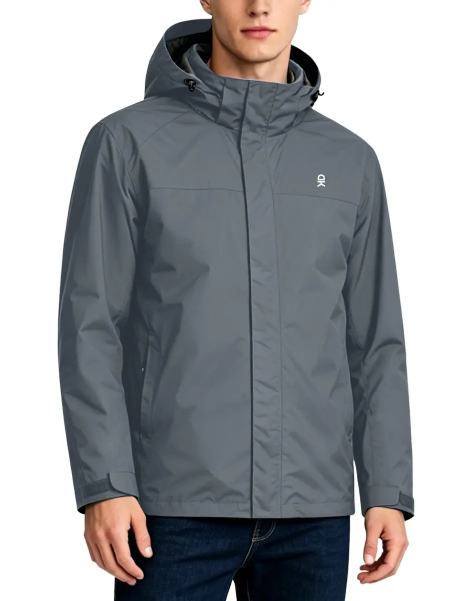 Little Donkey Andy Men's Waterproof Rain Jacket Gray Large | Breathable & Windproof - main product image