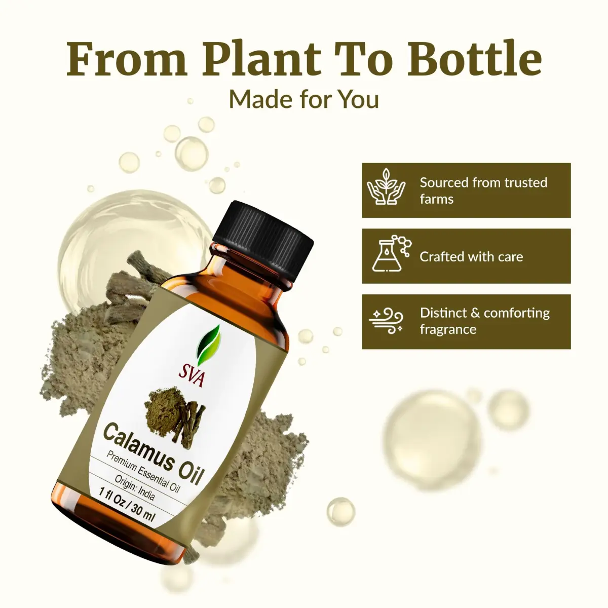 SVA ORGANICS Calamus Essential Oil 1 Fl Oz (30 ml) | Pure & Natural Aroma Oil - view 4