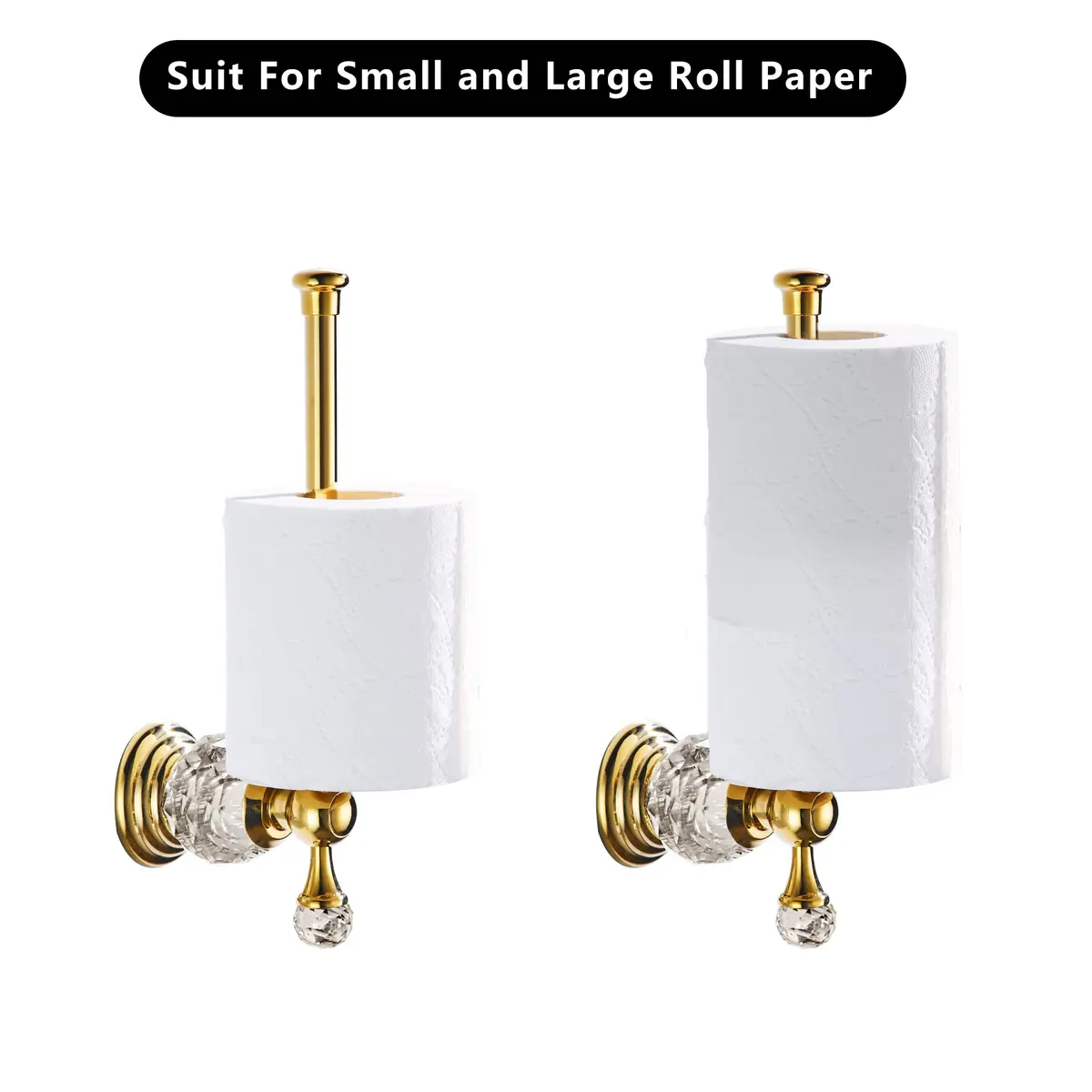 BATHSIR Crystal Toilet Paper Holder Gold Toilet Roll Holder Modern Bathroom Accessories Zinc Alloy Tissue Hanger Wall Mounted | Contemporary Style - view 4