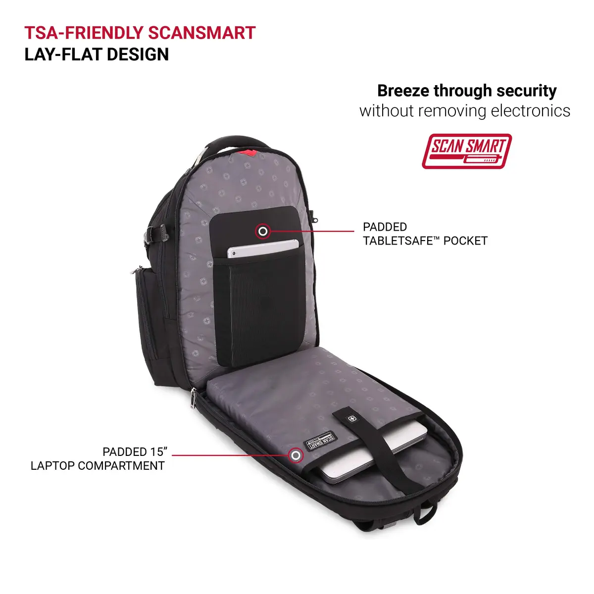 SwissGear 5709 ScanSmart Laptop Backpack | Fits Most 15 Inch Laptops & Tablets, TSA-Friendly, Water-Resistant - view 5
