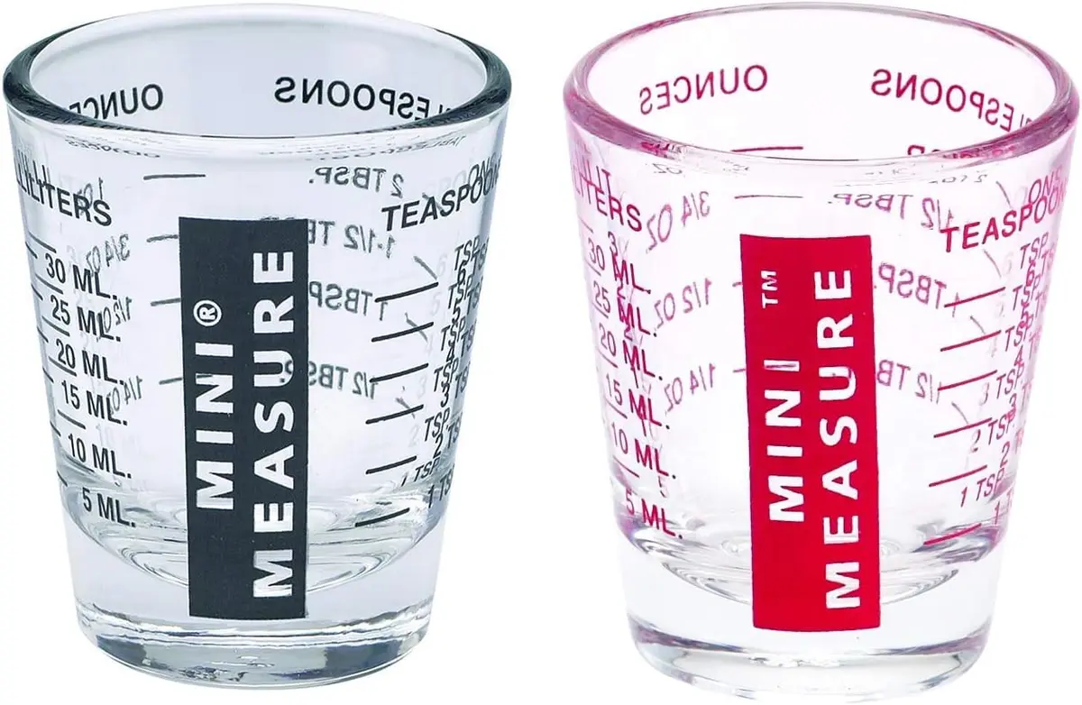 Kolder Mini Measure Set of 2 | 20-Increment Glass Shot Glass for Liquid & Dry Ingredients - main product image