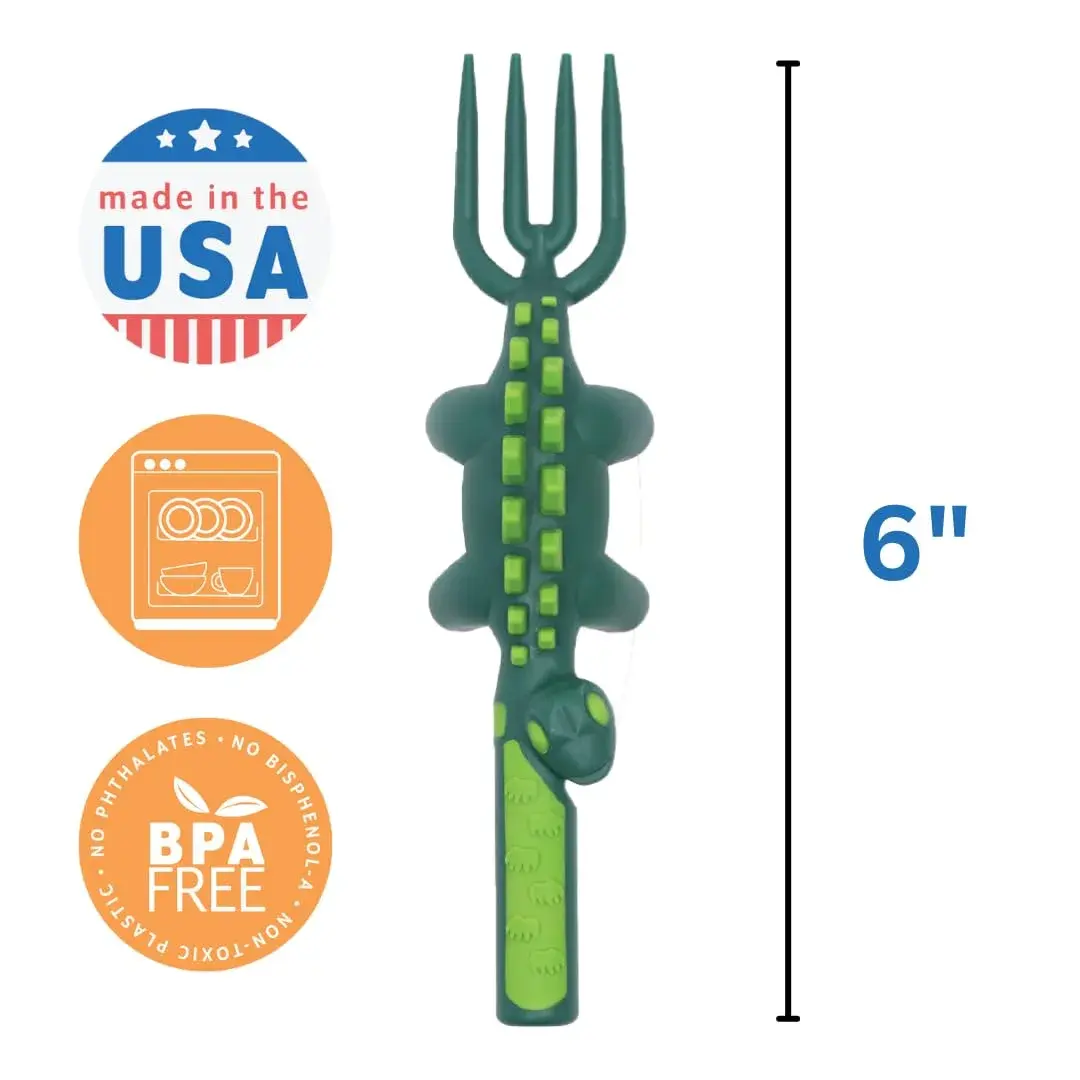 Constructive Eating Dinosaur Plate and Utensils Set | Toddler Dinnerware with Divided Plates (1 Plate, 3 Utensils) - view 5