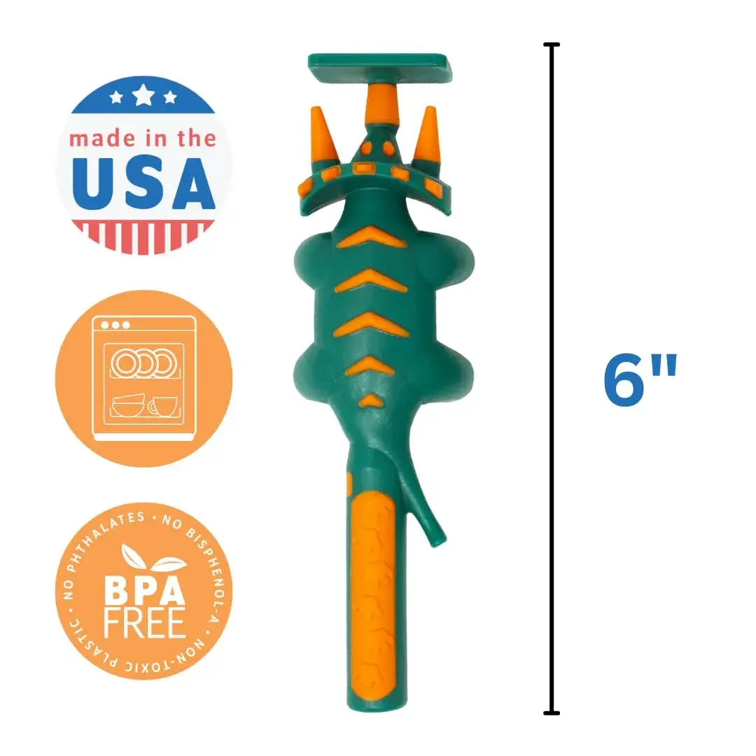 Constructive Eating Dinosaur Plate and Utensils Set | Toddler Dinnerware with Divided Plates (1 Plate, 3 Utensils) - view 7