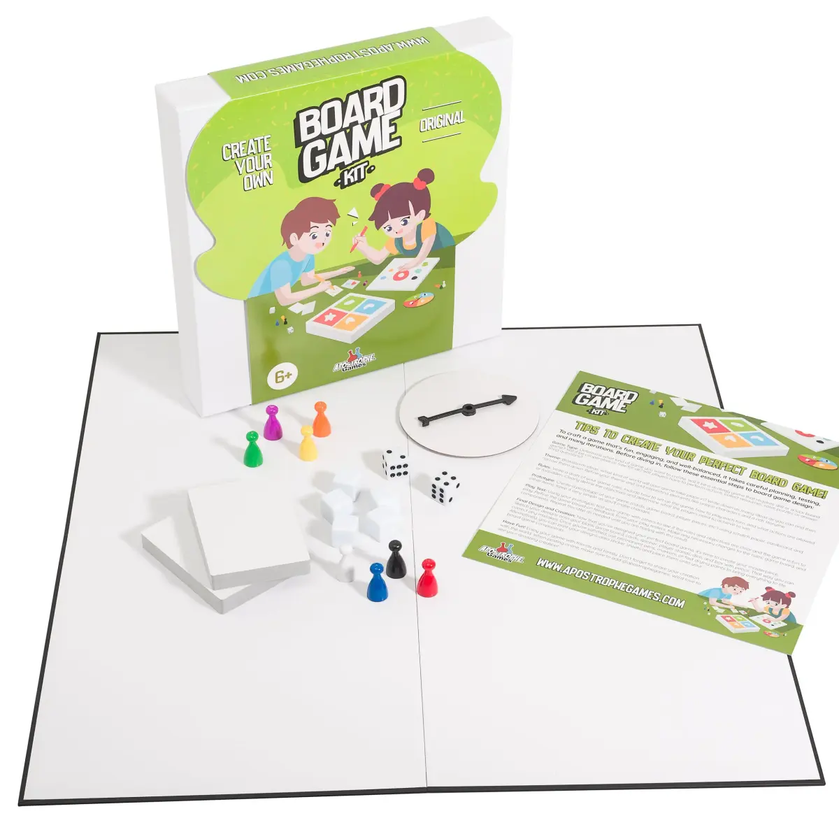 Apostrophe Games Create Your Own Board Game Kit, DIY Set with Blank Board & Game Pieces, 45.6cm x 45.5cm x 0.1cm | Educational & Non-Toxic - main product image