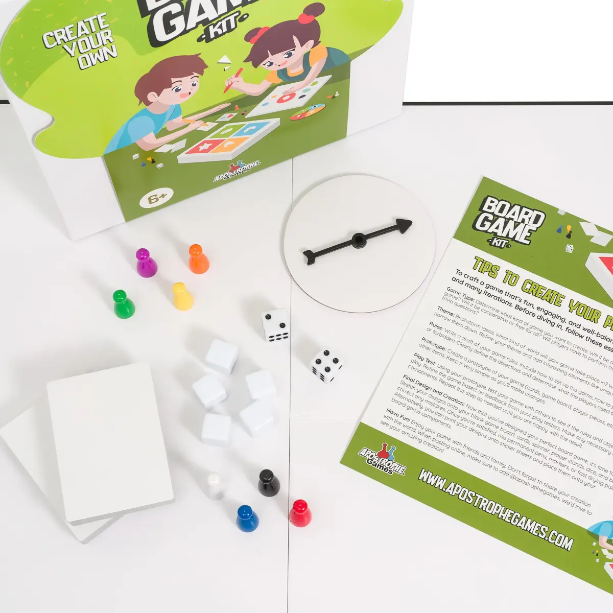 Apostrophe Games Create Your Own Board Game Kit, DIY Set with Blank Board & Game Pieces, 45.6cm x 45.5cm x 0.1cm | Educational & Non-Toxic - view 2
