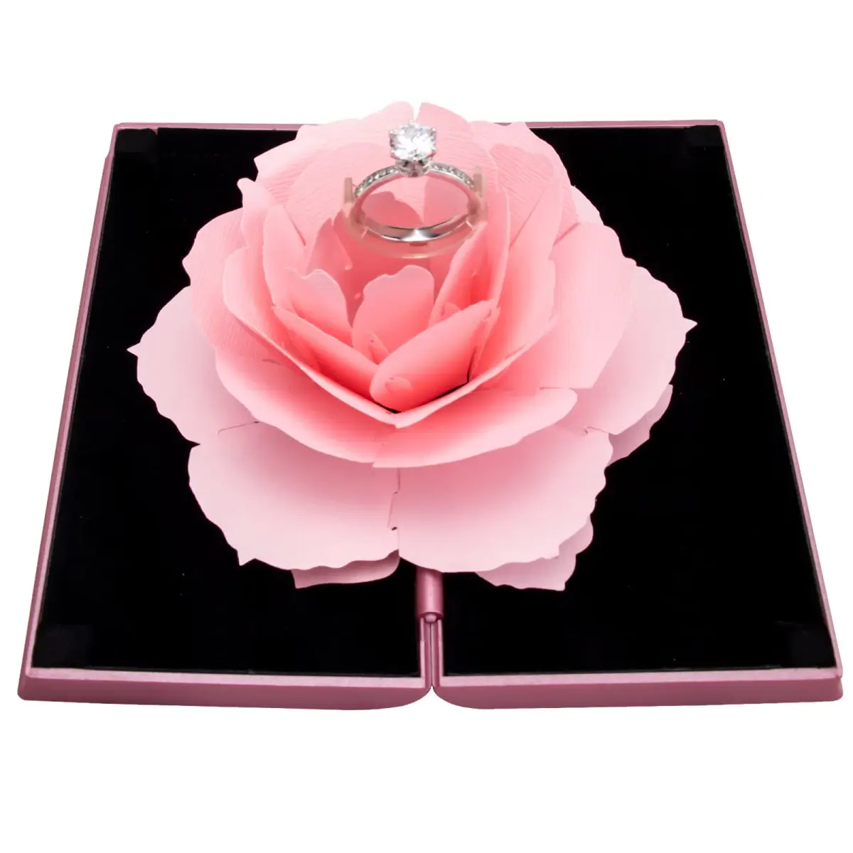 wonuu Rose Engagement Ring Box with Pop-Up Holder | 12cm x 6.8cm x 2cm (4.7" x 2.7" x 0.8") - main product image