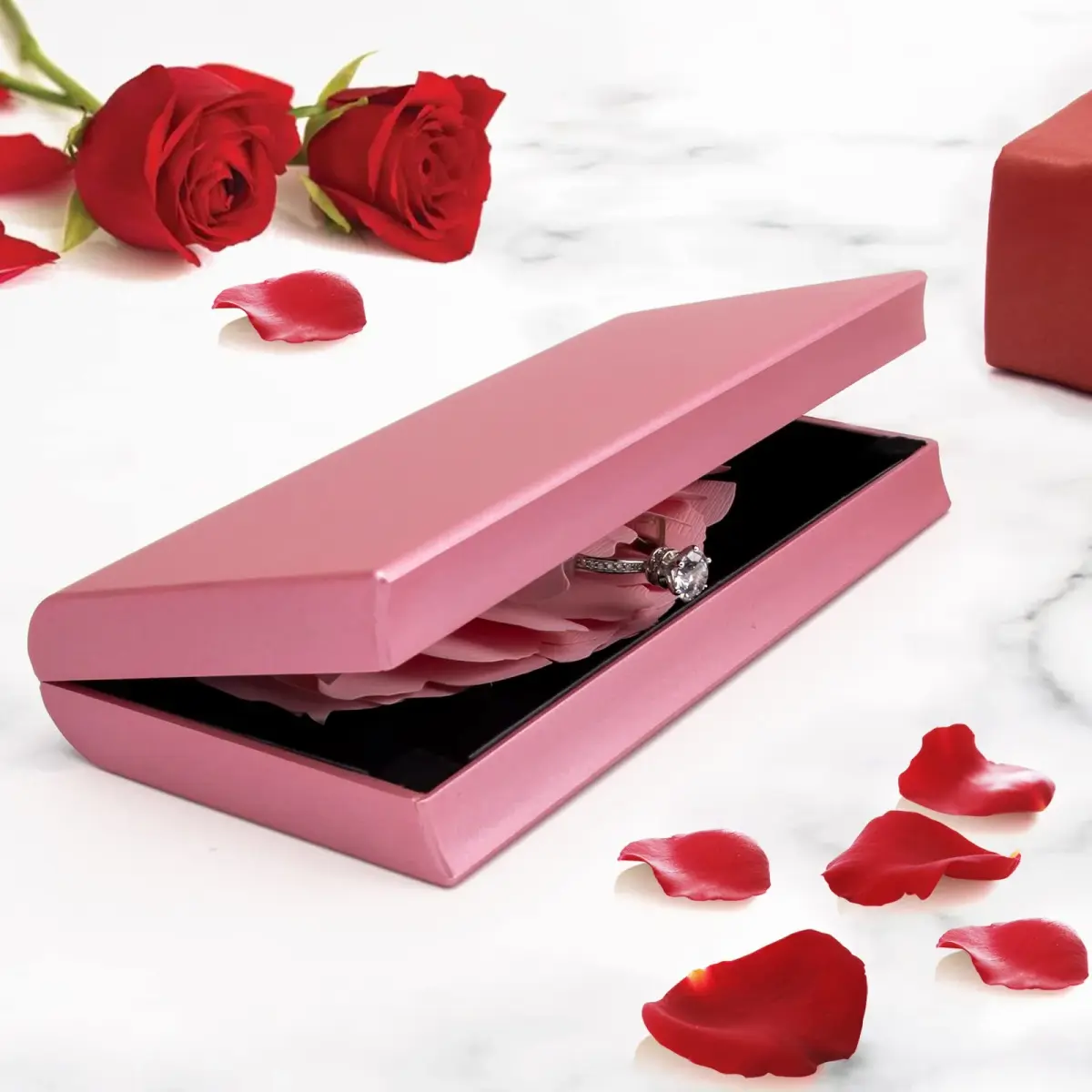 wonuu Rose Engagement Ring Box with Pop-Up Holder | 12cm x 6.8cm x 2cm (4.7" x 2.7" x 0.8") - view 6