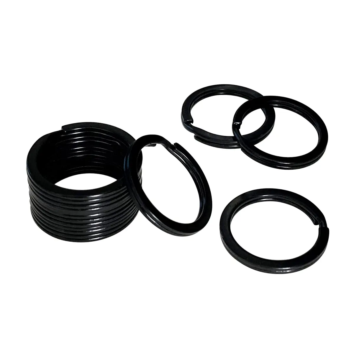 HeeYaa 1-inch Flat Key Rings, 25mm (1 inch) Outer Diameter, Black Metal Split Keyrings | Pack of 10 for Car, Home, Office Keys - main product image
