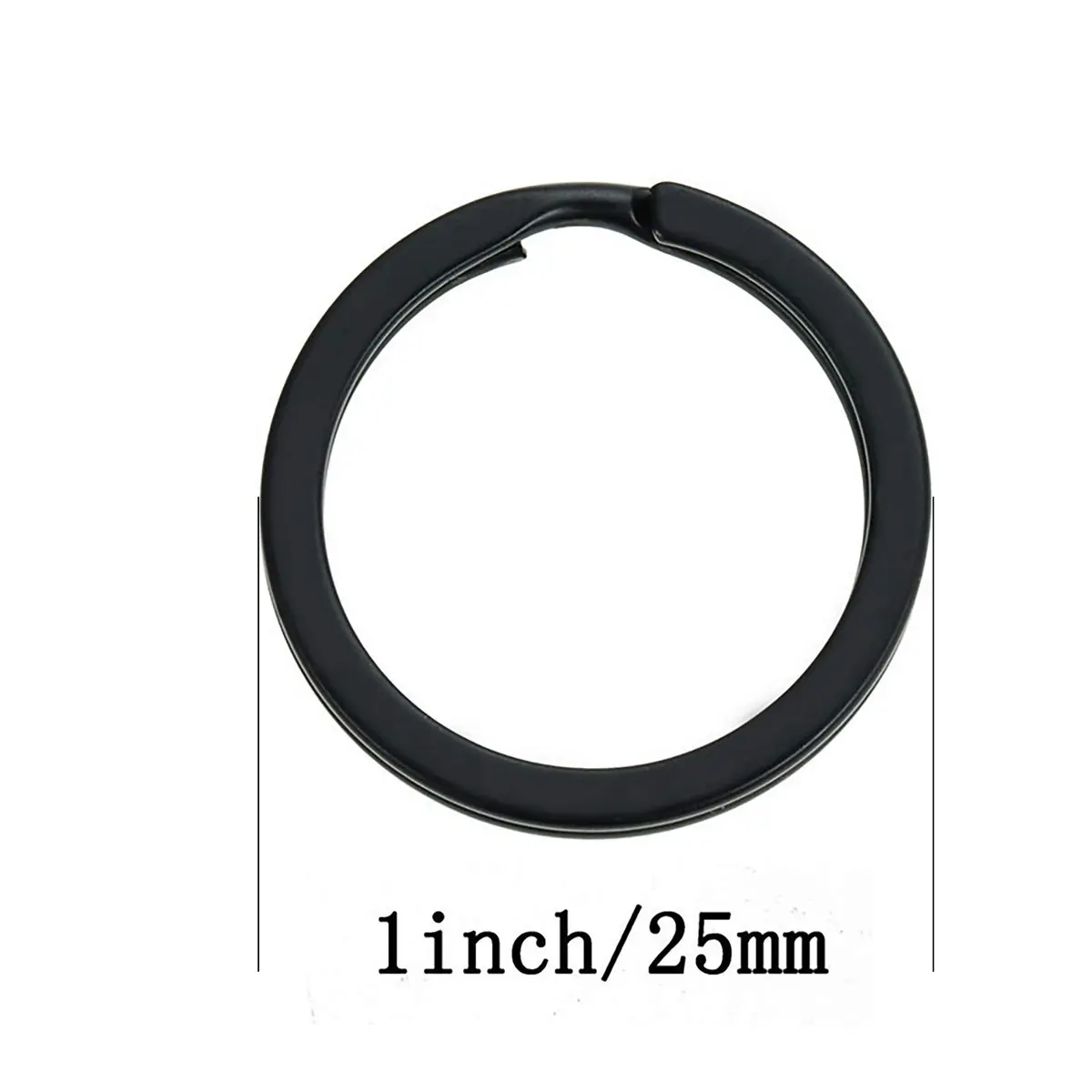 HeeYaa 1-inch Flat Key Rings, 25mm (1 inch) Outer Diameter, Black Metal Split Keyrings | Pack of 10 for Car, Home, Office Keys - view 2