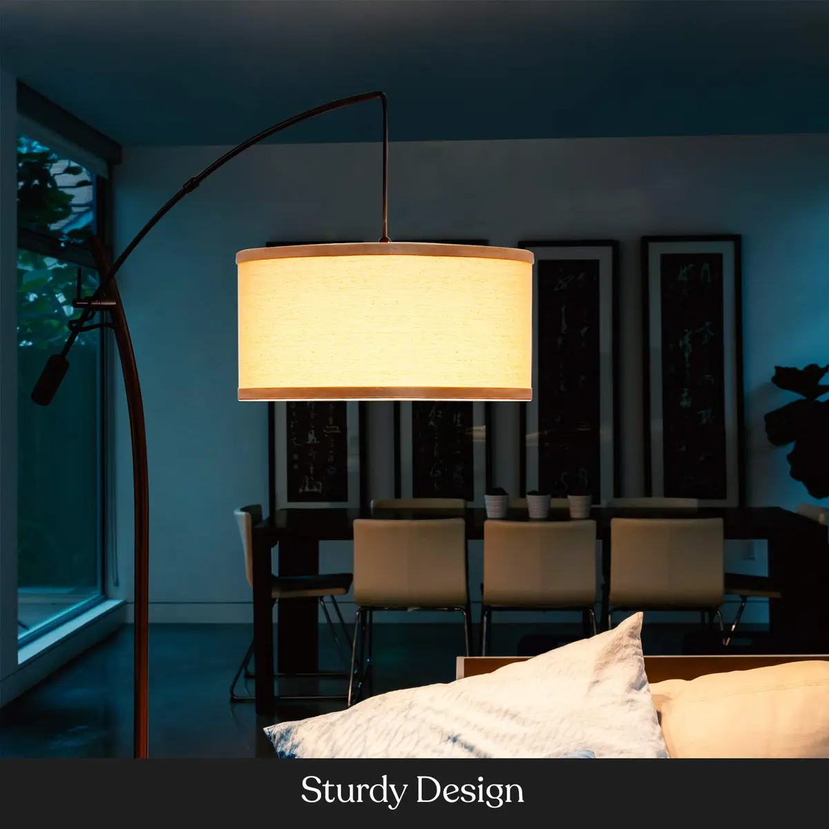 Brightech LED Floor Lamp, Modern Arc Lamp with Linen Shade, Tall, Adjustable Height, Bronze - view 8