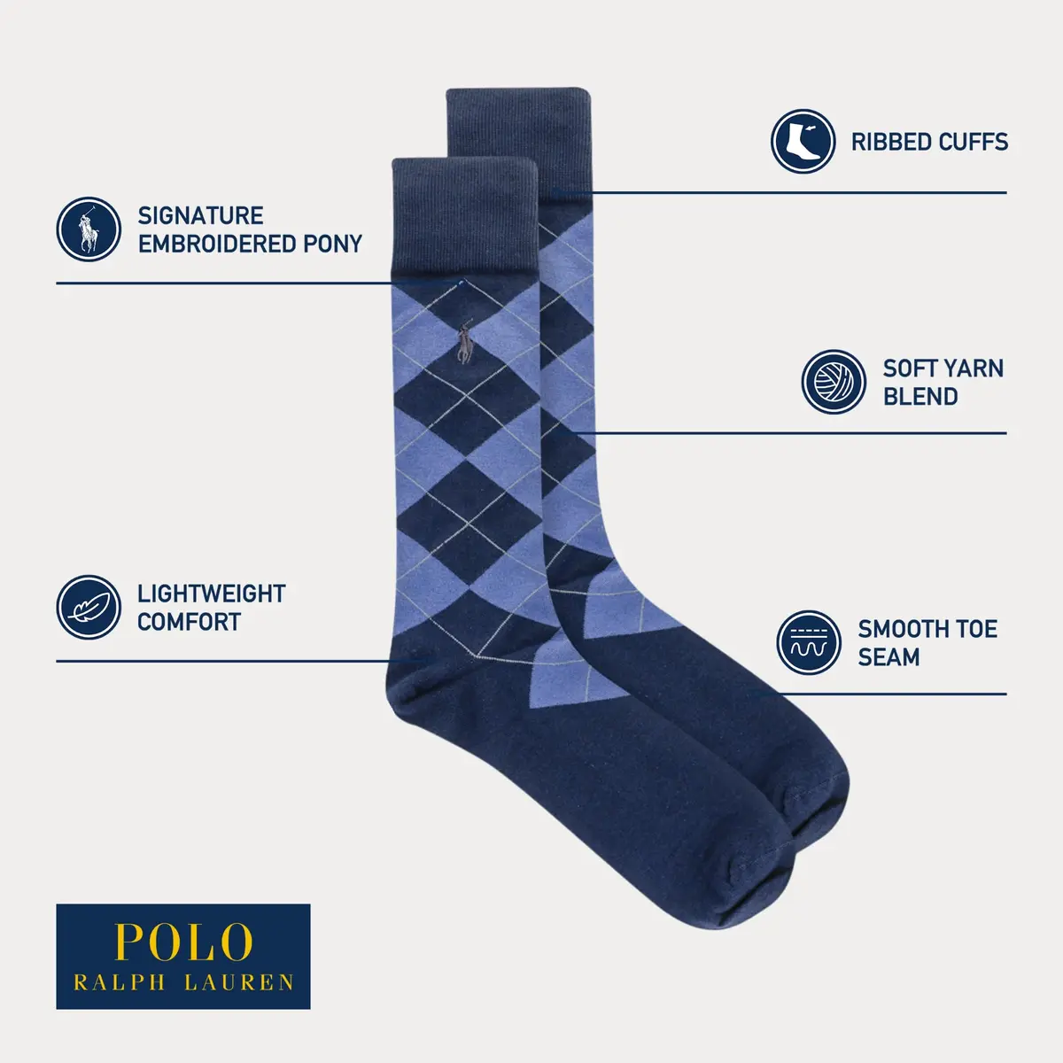 POLO RALPH LAUREN Men's Assorted Pattern Dress Crew Socks, 4 Pairs | Soft Cotton Blend, Classic Patterns, All-Day Comfort - view 4