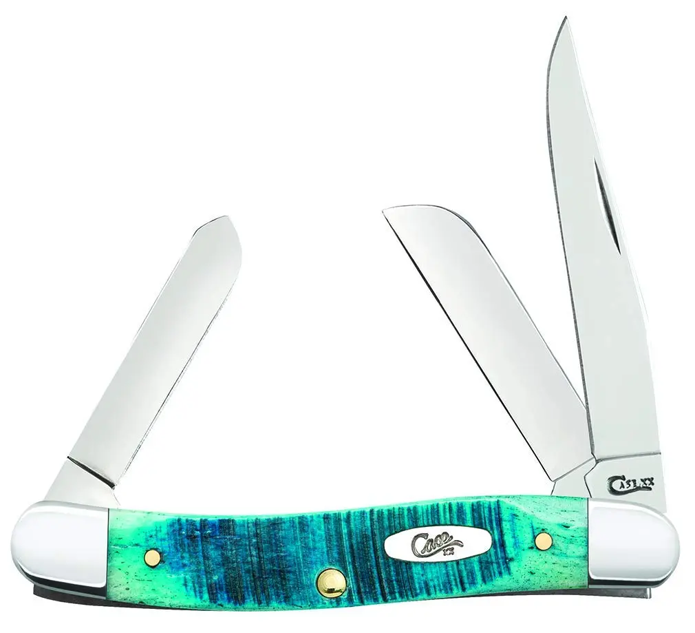 Case Pocket Knife Medium Stockman Caribbean Blue Jig Bone | 3 5/8 Inches Closed | Reusable USA Tool - main product image