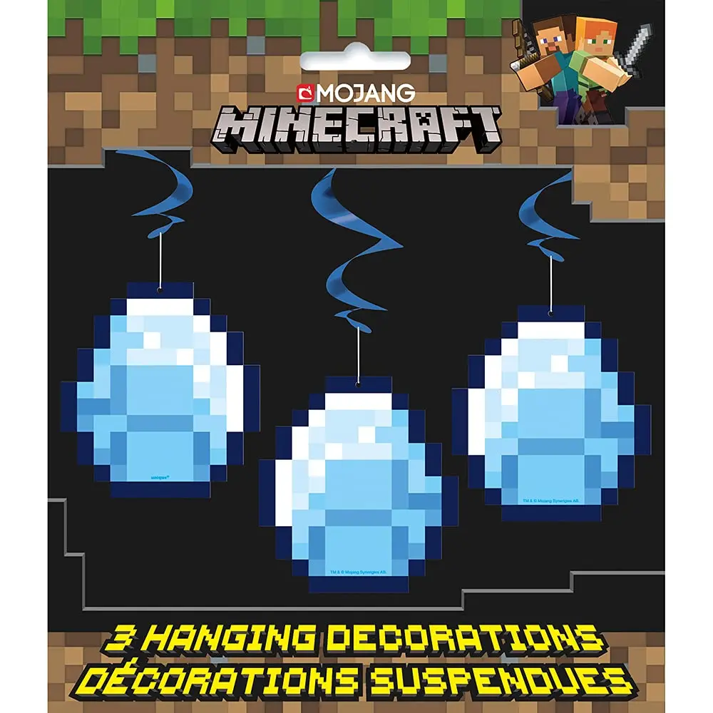 Unique Multicolor Minecraft Hanging Swirl Decorations (26") | Vibrant Party Decor for Gaming & Birthday Events - view 2
