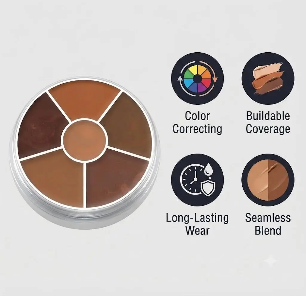 Kryolan Concealer Circle (Dark) 6-Color Cream Palette | Full Coverage, Vegan & Cruelty-Free - view 5