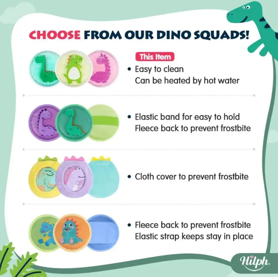 Hilph Kids Dino Ice Packs 3 Count (Pack of 1) | Soft Flexible Gel for Boo Boos, Fevers, and Injuries - view 7