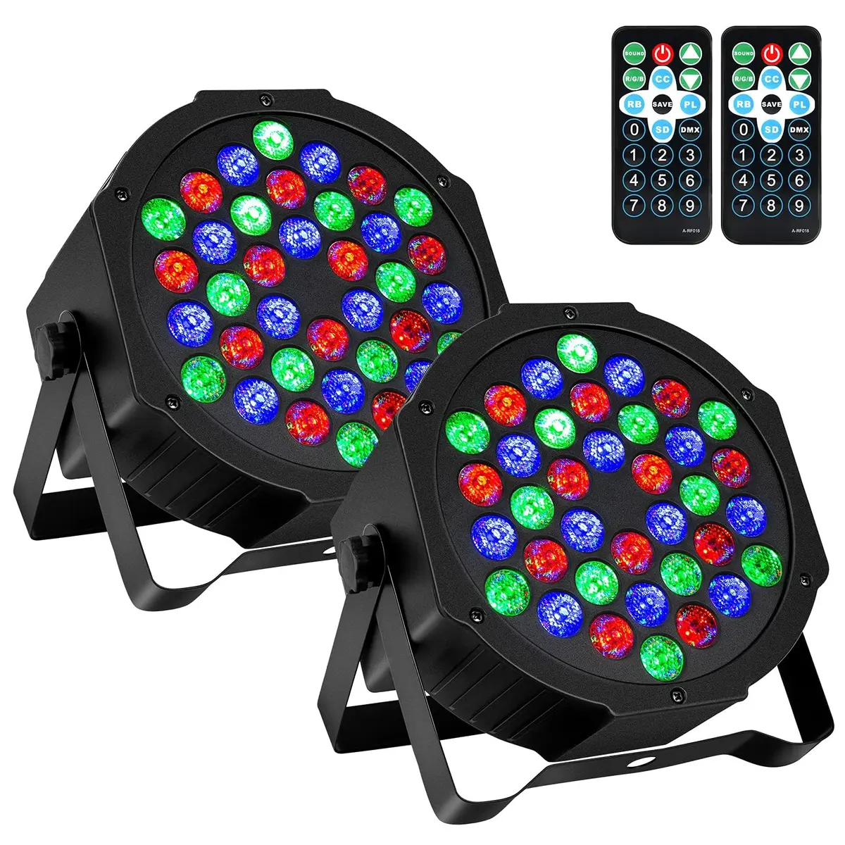 Litake Stage Par Lights, RGB 36 LED 2 Pack | Sound Activated, DMX & Remote Control (70-120 chars) - main product image