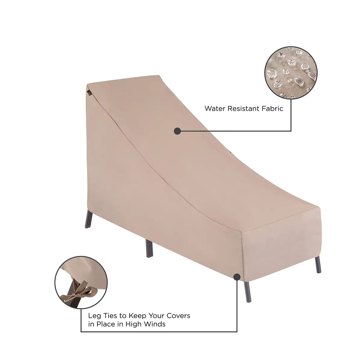 MODERN LEISURE Chalet Patio Chaise Lounge Outdoor Cover 65 x 28 x 29 inches | Water-Resistant - view 3