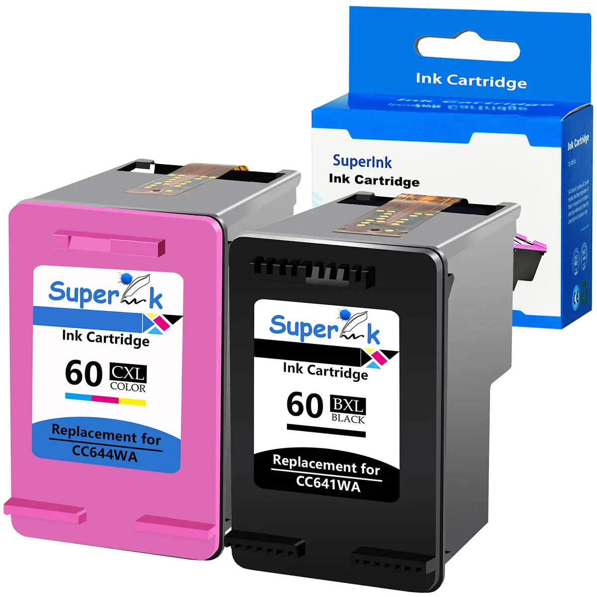 SuperInk Remanufactured Ink Cartridge for HP 60XL CC641WA CC644WA | Compatible for Deskjet & Envy Printers - main product image