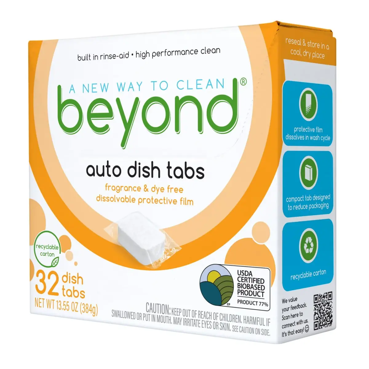 Beyond Auto Dish Tablets - Fragrance & Dye Free 256 Count (32 Count x 8 Boxes) | USDA Certified Biobased Content - view 2