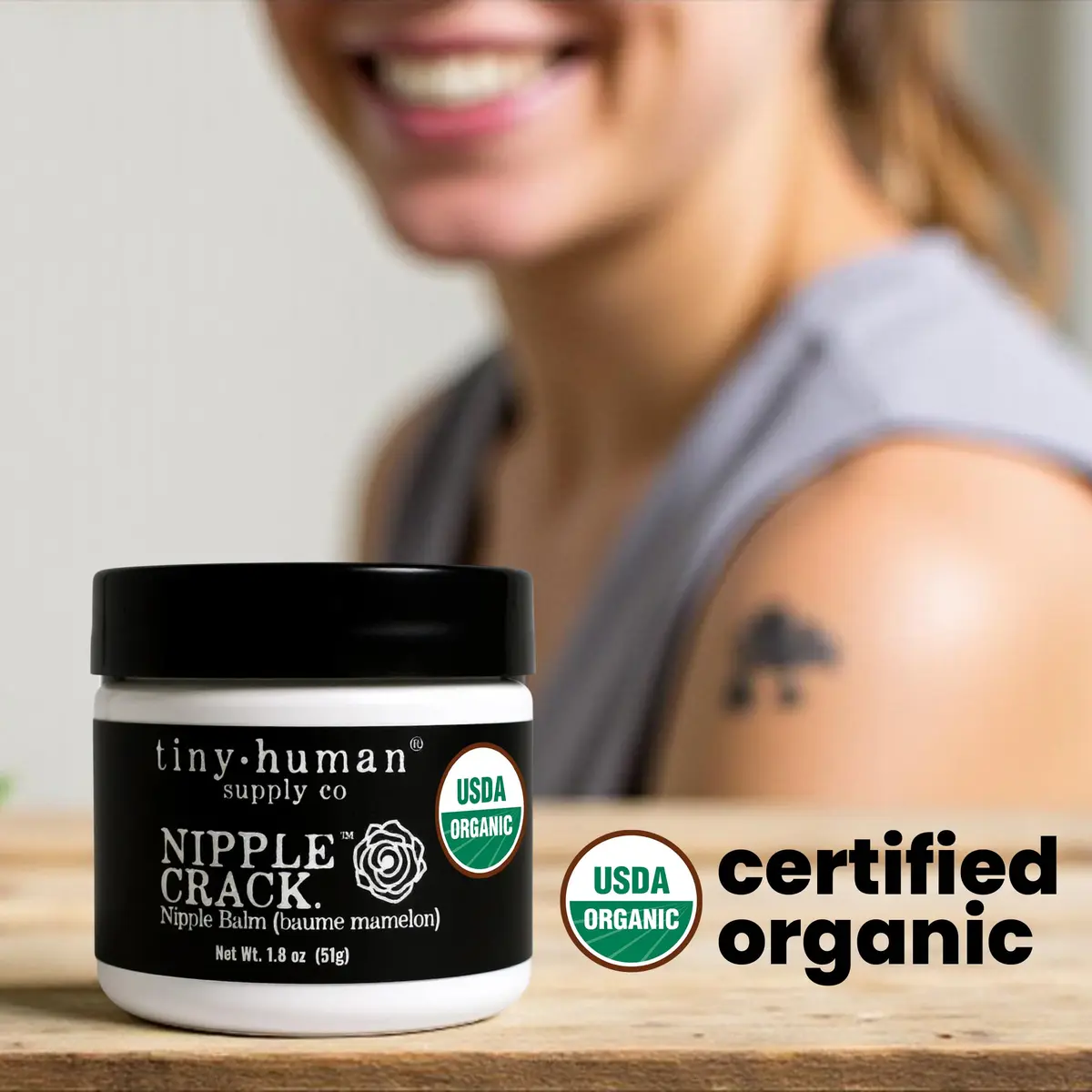 Tiny Human Supply Co Nipple Crack Organic Nipple Cream 53ml (1.8 Fl Oz) | Lanolin-Free Balm for Breastfeeding Mothers - view 9