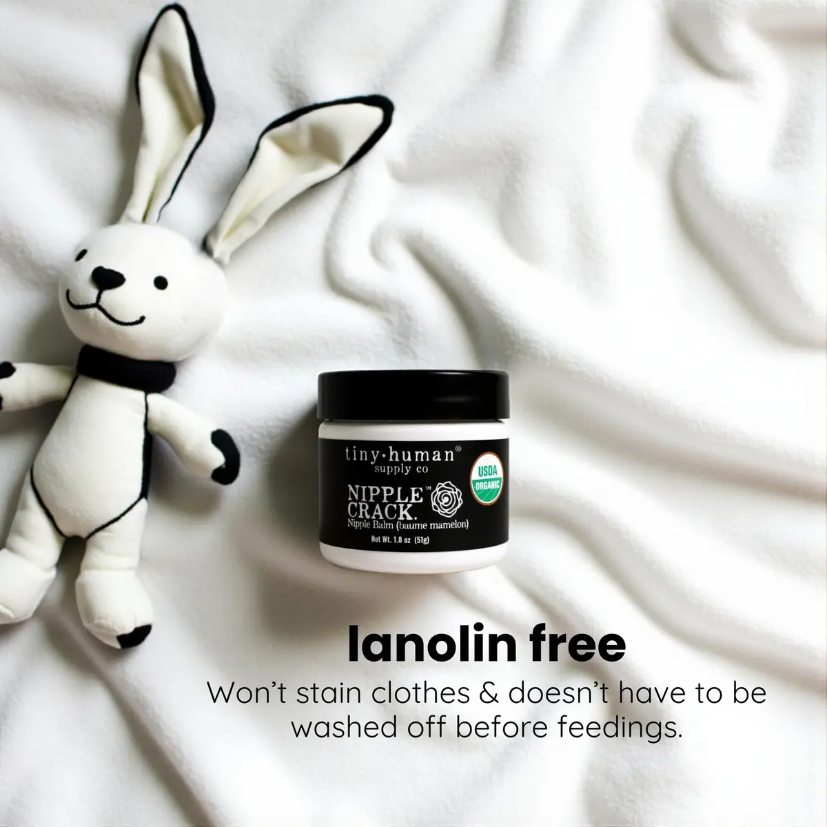 Tiny Human Supply Co Nipple Crack Organic Nipple Cream 53ml (1.8 Fl Oz) | Lanolin-Free Balm for Breastfeeding Mothers - view 2