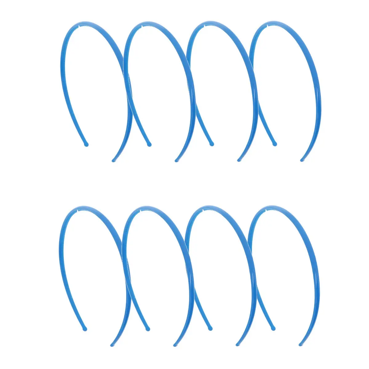 Motique Accessories Thin Plastic Headband Set of 8 Blue | 0.25 inch Wide with Teeth - main product image